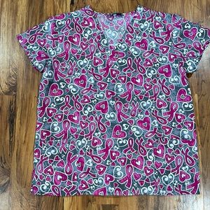 Cancer Awareness Scrub Top Large